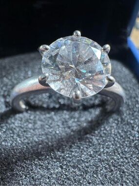 925 Sterling Silver Ring Engagement Style CZ Size 9 Round Brilliant Cut